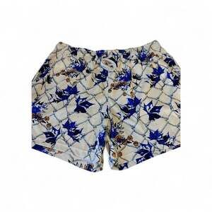 Nike XL Men's Pro Club Mesh Weave Athletic Shorts with Blue/Gold Leaf Design